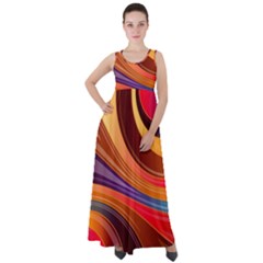 Abstract Colorful Background Wavy Empire Waist Velour Maxi Dress