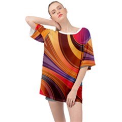 Abstract Colorful Background Wavy Oversized Chiffon Top