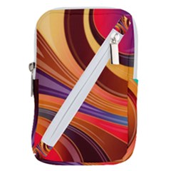 Abstract Colorful Background Wavy Belt Pouch Bag (Large)