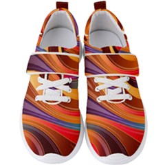 Abstract Colorful Background Wavy Men s Velcro Strap Shoes