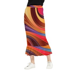 Abstract Colorful Background Wavy Maxi Fishtail Chiffon Skirt