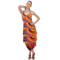 Abstract Colorful Background Wavy Layered Bottom Dress