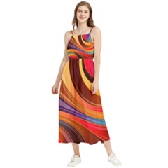 Abstract Colorful Background Wavy Boho Sleeveless Summer Dress