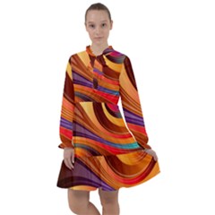 Abstract Colorful Background Wavy All Frills Chiffon Dress