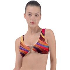 Abstract Colorful Background Wavy Ring Detail Bikini Top