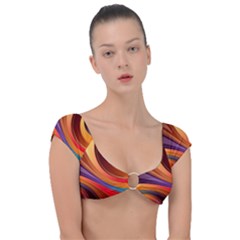 Abstract Colorful Background Wavy Cap Sleeve Ring Bikini Top