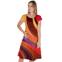 Abstract Colorful Background Wavy Classic Short Sleeve Dress