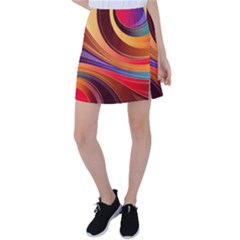 Abstract Colorful Background Wavy Tennis Skirt