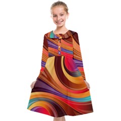 Abstract Colorful Background Wavy Kids  Midi Sailor Dress