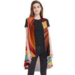 Abstract Colorful Background Wavy Sleeveless Chiffon Waistcoat Shirt