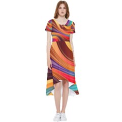 Abstract Colorful Background Wavy High Low Boho Dress