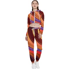 Abstract Colorful Background Wavy Cropped Zip Up Lounge Set