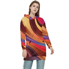 Abstract Colorful Background Wavy Women s Long Oversized Pullover Hoodie