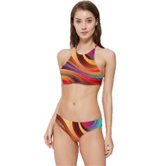 Abstract Colorful Background Wavy Banded Triangle Bikini Set