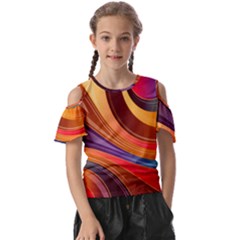 Abstract Colorful Background Wavy Kids  Butterfly Cutout T-Shirt