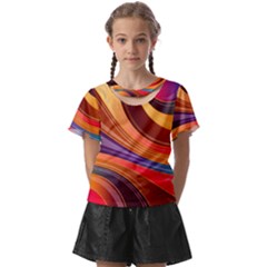 Abstract Colorful Background Wavy Kids  Front Cut T-Shirt