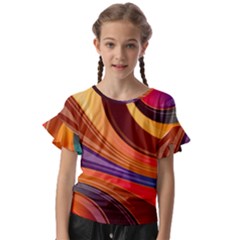 Abstract Colorful Background Wavy Kids  Cut Out Flutter Sleeves