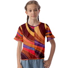 Abstract Colorful Background Wavy Kids  Cuff Sleeve Scrunch Bottom T-Shirt