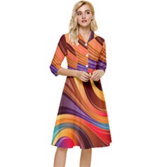 Abstract Colorful Background Wavy Classy Knee Length Dress