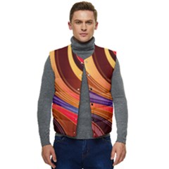 Abstract Colorful Background Wavy Men s Button Up Puffer Vest	