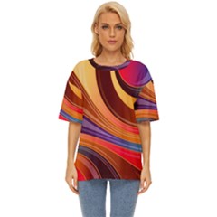 Abstract Colorful Background Wavy Oversized Basic T-Shirt