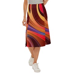 Abstract Colorful Background Wavy Midi Panel Skirt