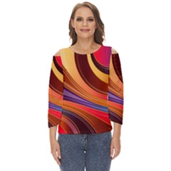 Abstract Colorful Background Wavy Cut Out Wide Sleeve Top