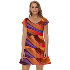 Abstract Colorful Background Wavy Short Sleeve Tiered Mini Dress