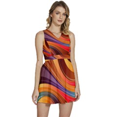 Abstract Colorful Background Wavy Sleeveless High Waist Mini Dress