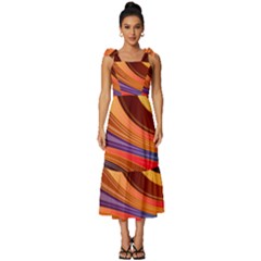 Abstract Colorful Background Wavy Tie-Strap Tiered Midi Chiffon Dress