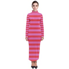 Stripes Striped Design Pattern Turtleneck Maxi Dress