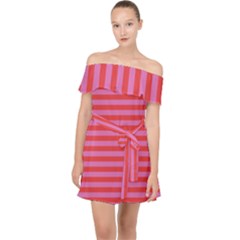 Stripes Striped Design Pattern Off Shoulder Chiffon Dress