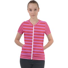 Stripes Striped Design Pattern Short Sleeve Zip Up Jacket