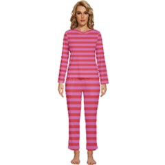 Stripes Striped Design Pattern Womens  Long Sleeve Lightweight Pajamas Set