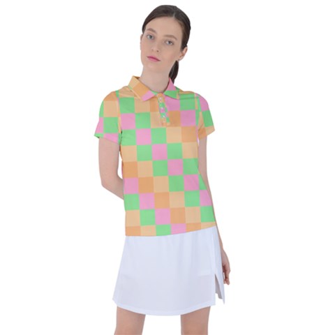 Checkerboard Pastel Squares Women s Polo T-shirt by Grandong