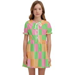 Checkerboard Pastel Squares Kids  Sweet Collar Dress by Grandong