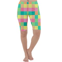 Checkerboard Pastel Square Cropped Leggings  by Grandong