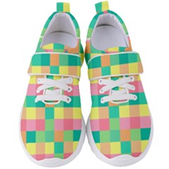 Checkerboard Pastel Square Women s Velcro Strap Shoes