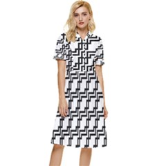 Pattern Monochrome Repeat Button Top Knee Length Dress