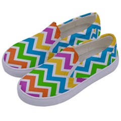 Chevron Pattern Design Texture Kids  Canvas Slip Ons