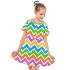 Chevron Pattern Design Texture Kids  Short Sleeve Shirt Dress