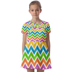 Chevron Pattern Design Texture Kids  Short Sleeve Pinafore Style Dress