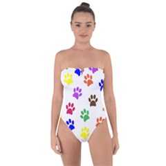 Pawprints Paw Prints Paw Animal Tie Back One Piece Swimsuit by Apen