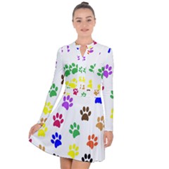 Pawprints Paw Prints Paw Animal Long Sleeve Panel Dress