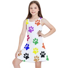 Pawprints Paw Prints Paw Animal Kids  Lightweight Sleeveless Dress by Apen