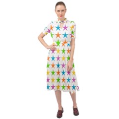 Star Pattern Design Decoration Keyhole Neckline Chiffon Dress by Apen