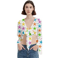 Star Pattern Design Decoration Trumpet Sleeve Cropped Top