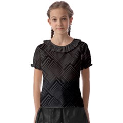 Diagonal Square Black Background Kids  Frill Chiffon Blouse