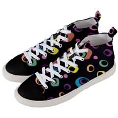 Abstract Background Retro 60s 70s Men s Mid-top Canvas Sneakers