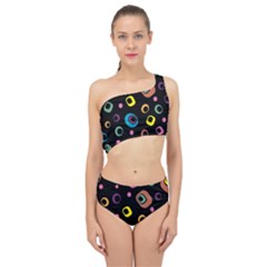 Abstract Background Retro 60s 70s Spliced Up Two Piece Swimsuit
